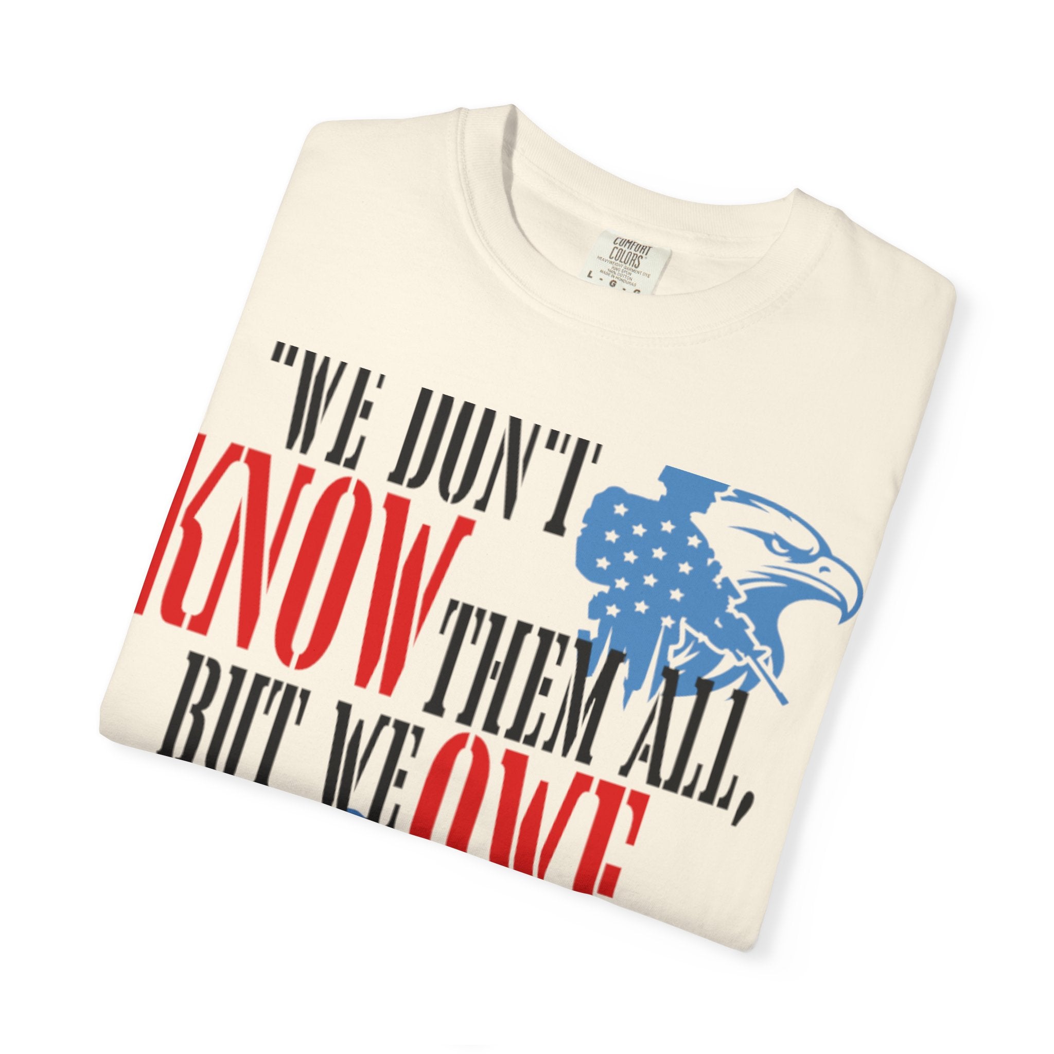Patriotic Memorial T-Shirt — "We Owe Them All" Veteran Tribute Tee