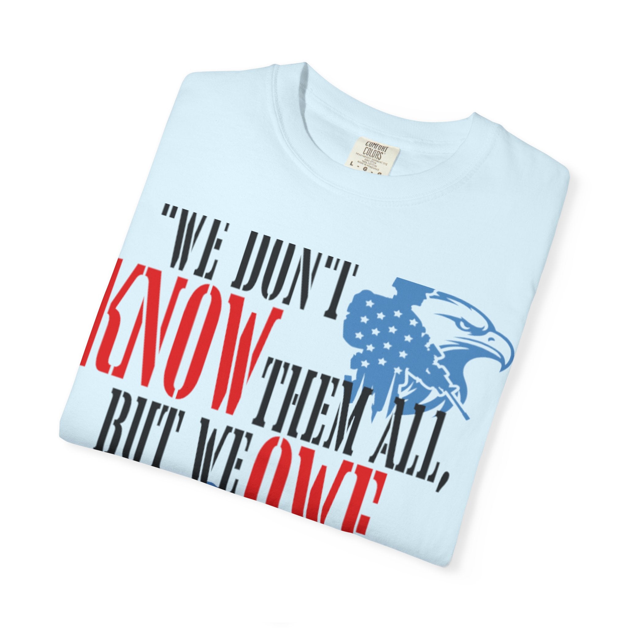 Patriotic Memorial T-Shirt — "We Owe Them All" Veteran Tribute Tee