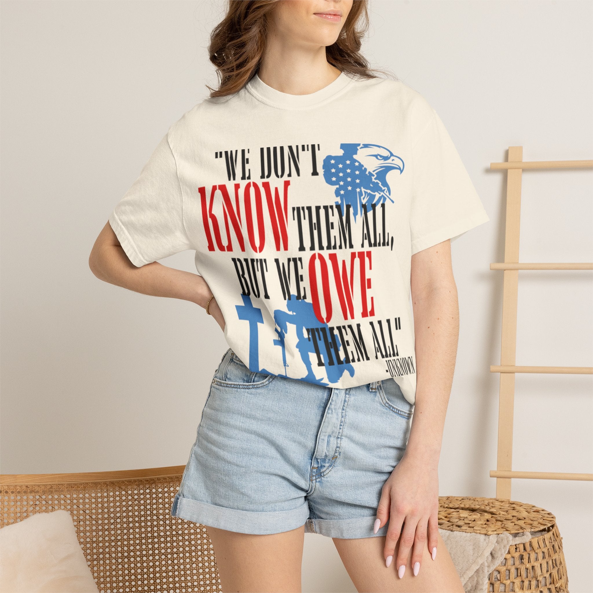 Patriotic Memorial T-Shirt — "We Owe Them All" Veteran Tribute Tee