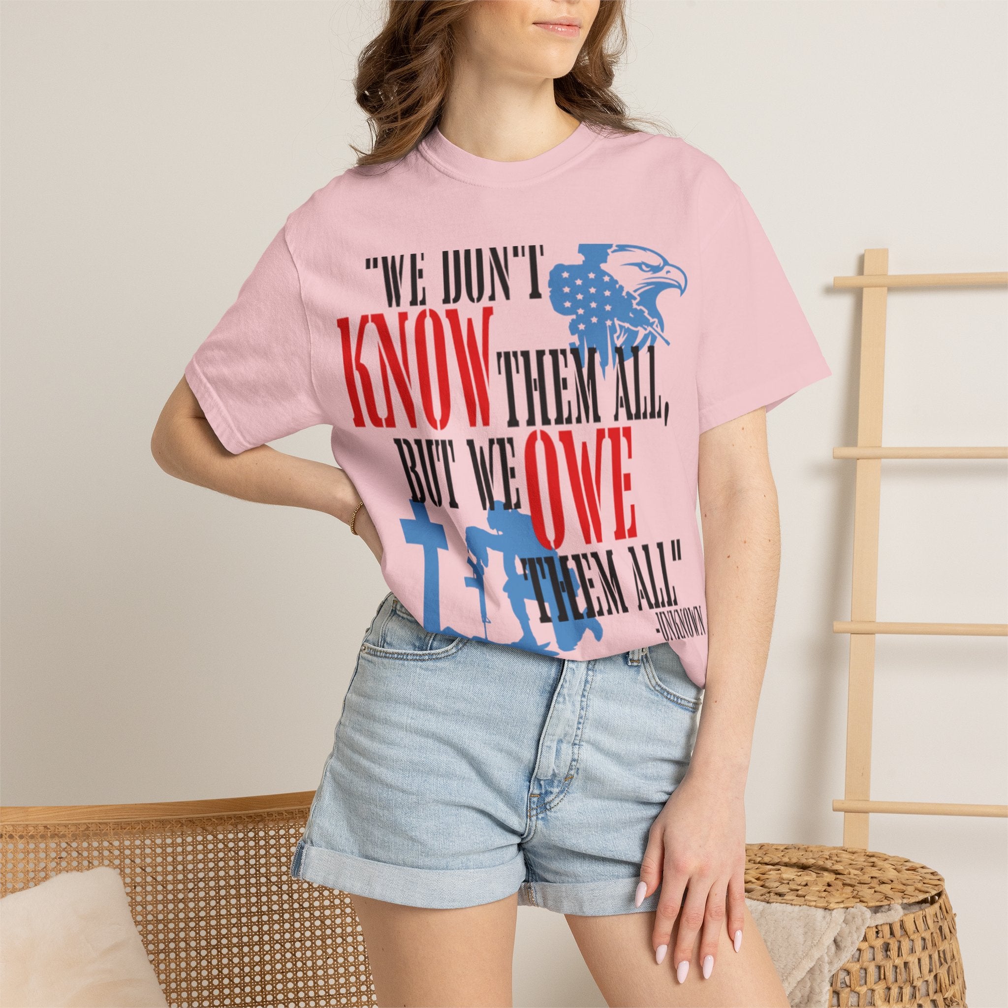 Patriotic Memorial T-Shirt — "We Owe Them All" Veteran Tribute Tee