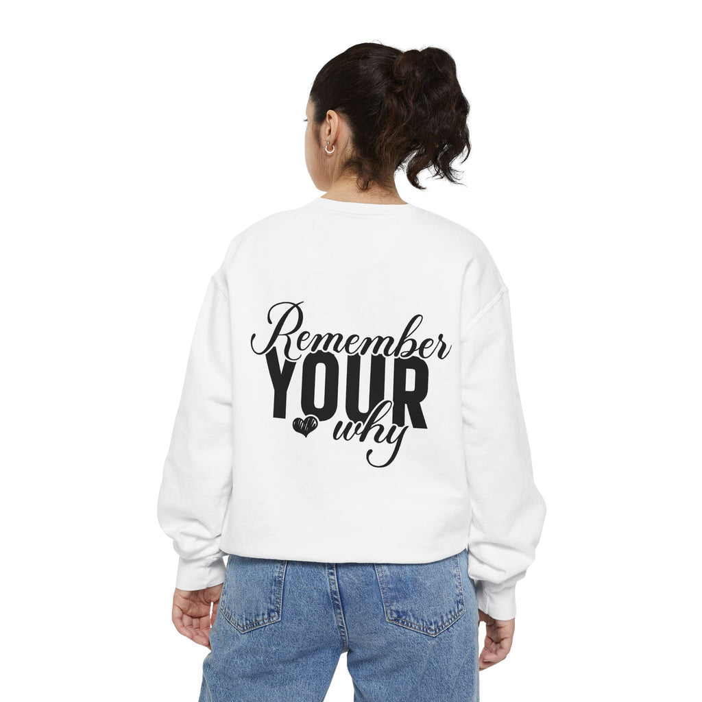 Remember Your Why Sweatshirt — Inspirational Back-Print Crewneck