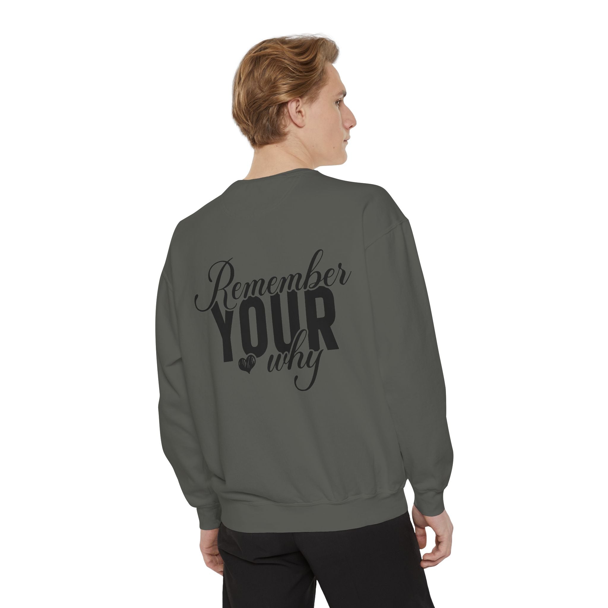 Remember Your Why Sweatshirt — Inspirational Back-Print Crewneck