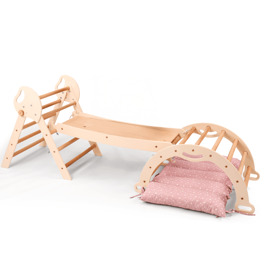 4in1 Montessori Climbing Set: Pikler Triangle, Arch, Slide Board, and Cushion for Toddlers (1–3 Years) Goodevas