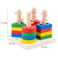 Montessori Geometric Shape Column Matching Wooden Building Blocks Set Gigi's Threaded Treasures