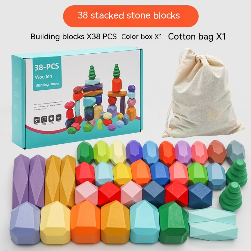Montessori Wooden Stone Blocks Gigi's Threaded Treasures