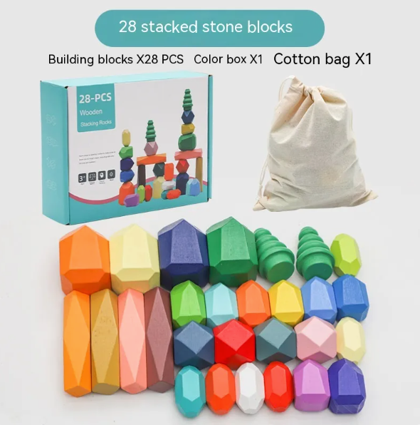 Montessori Wooden Stone Blocks Gigi's Threaded Treasures