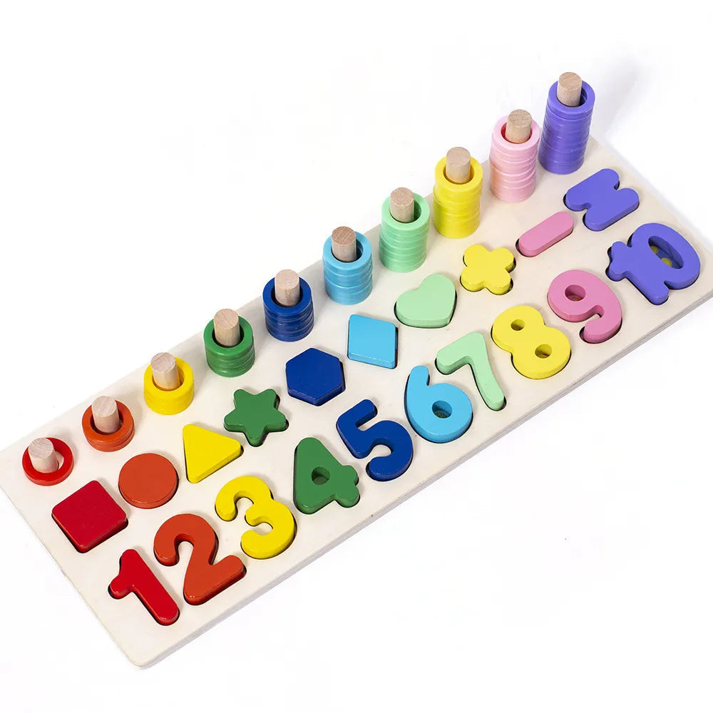 3-in-1 Wooden Educational Toy - Color, Number & Shape Puzzle Gigi's Threaded Treasures