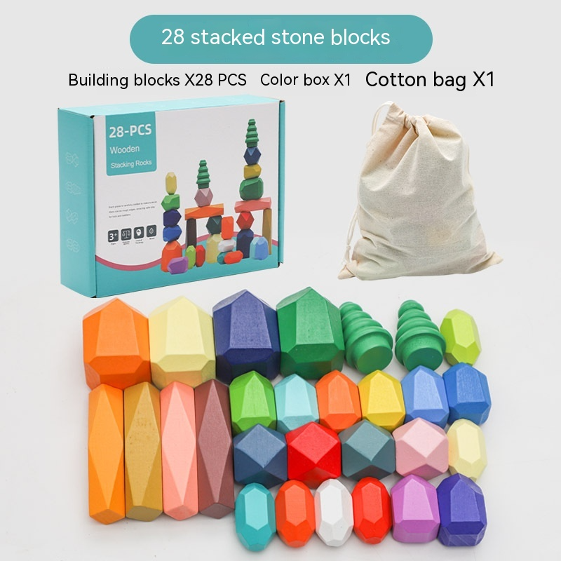 Montessori Wooden Stone Blocks Gigi's Threaded Treasures